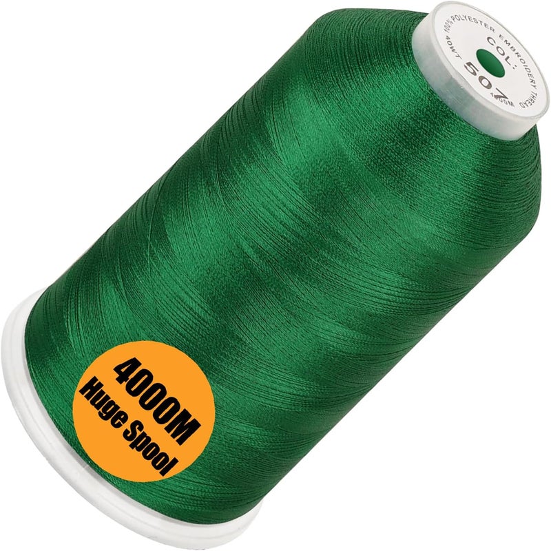 New brothread - Single Huge Spool 4000M Each Polyester Embroidery Machine Thread 40WT for Commercial and Domestic Machines - Emerald Green - Image 1